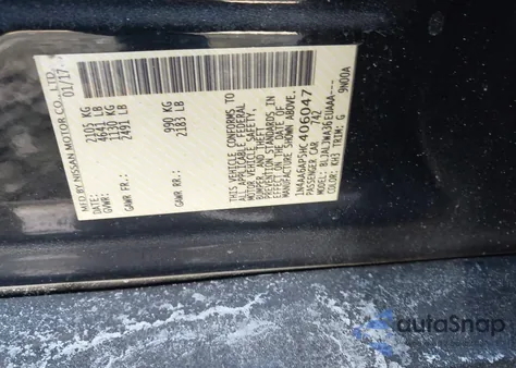 2017 Nissan Maxima 3.5 Sv z USA, uszkodzony, nr VIN 1N4AA6AP5HC406047